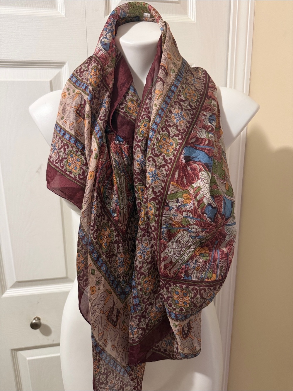 Vintage Indian-Made Silk Paisley Scarf
